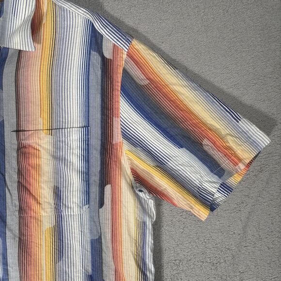 Jhane Barnes Frequency Shirt Men’s Size XL Cotton Blue Orange White Geometric - Picture 4 of 16